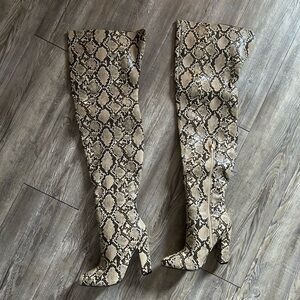BAMBOO Snakeskin Over the Knee Boots